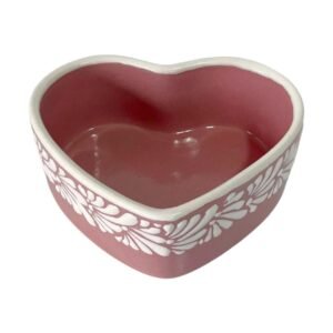 Tazon Forma de Corazon Grande Fondo Rosa Con Blanco Mik