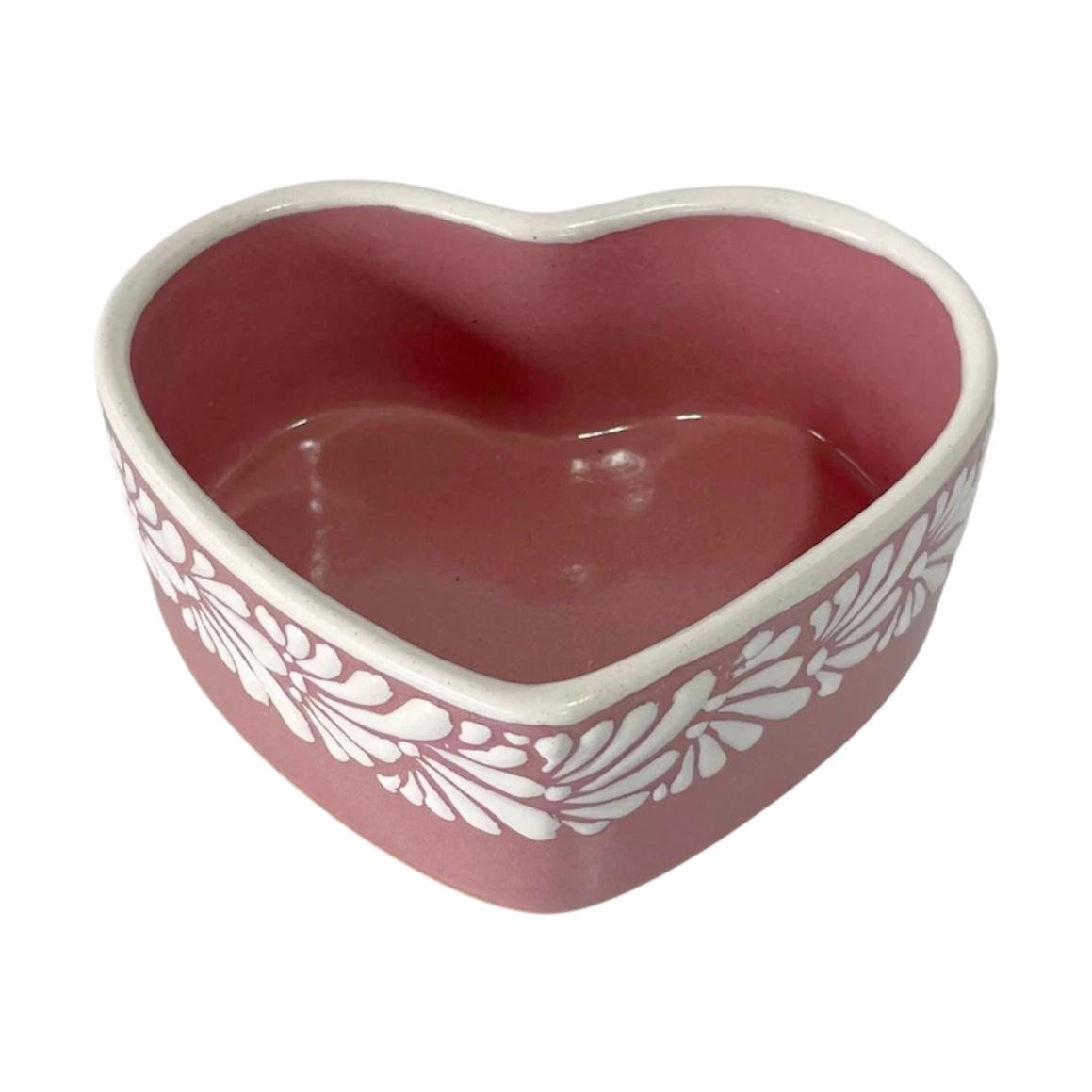 Tazon Forma de Corazon Grande Fondo Rosa Con Blanco Mik