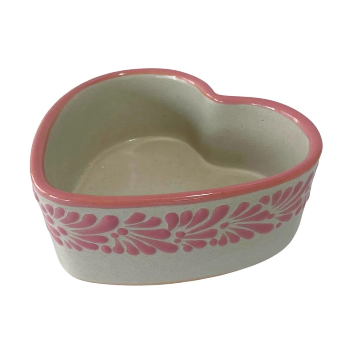 Tazon Forma de Corazon Grande Fondo Blanco Con Rosa Mik