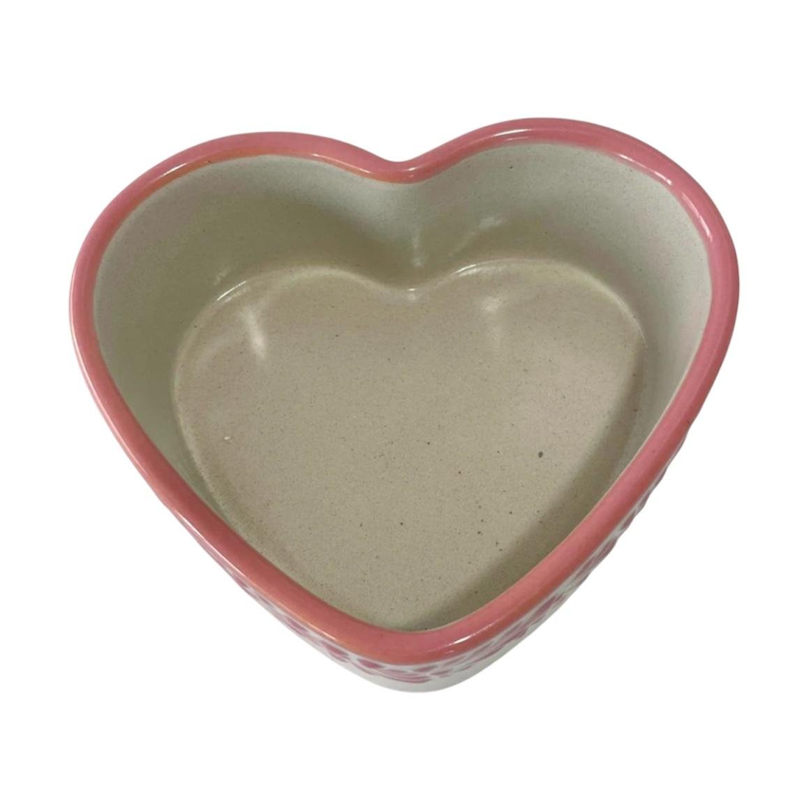 Tazon Forma de Corazon Grande Fondo Blanco Con Rosa Mik - Imagen 3