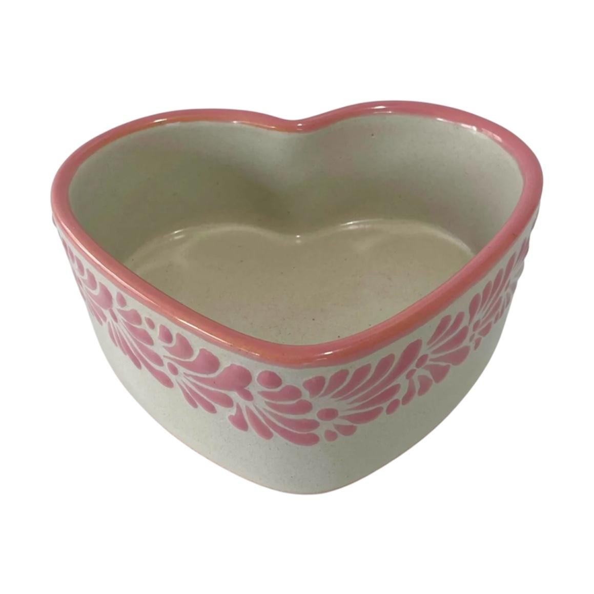 Tazon Forma de Corazon Grande Fondo Blanco Con Rosa Mik - Imagen 2