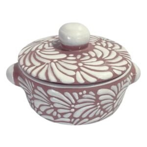 Salsera Con Tapa Fondo Rosa Con Blanco Mik