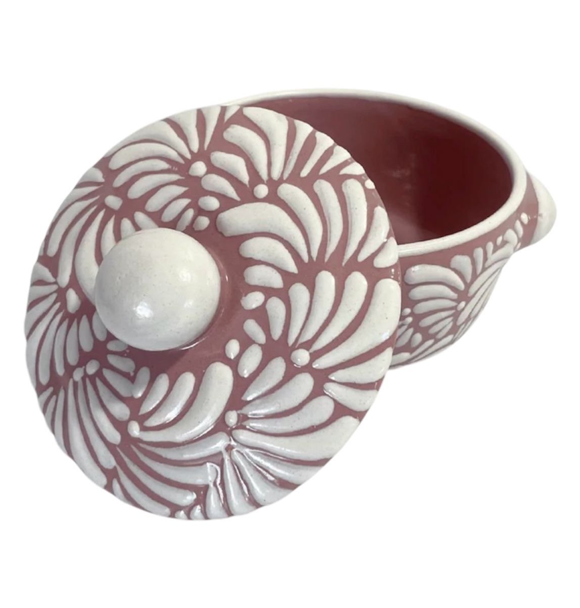 Salsera Con Tapa Fondo Rosa Con Blanco Mik - Imagen 2