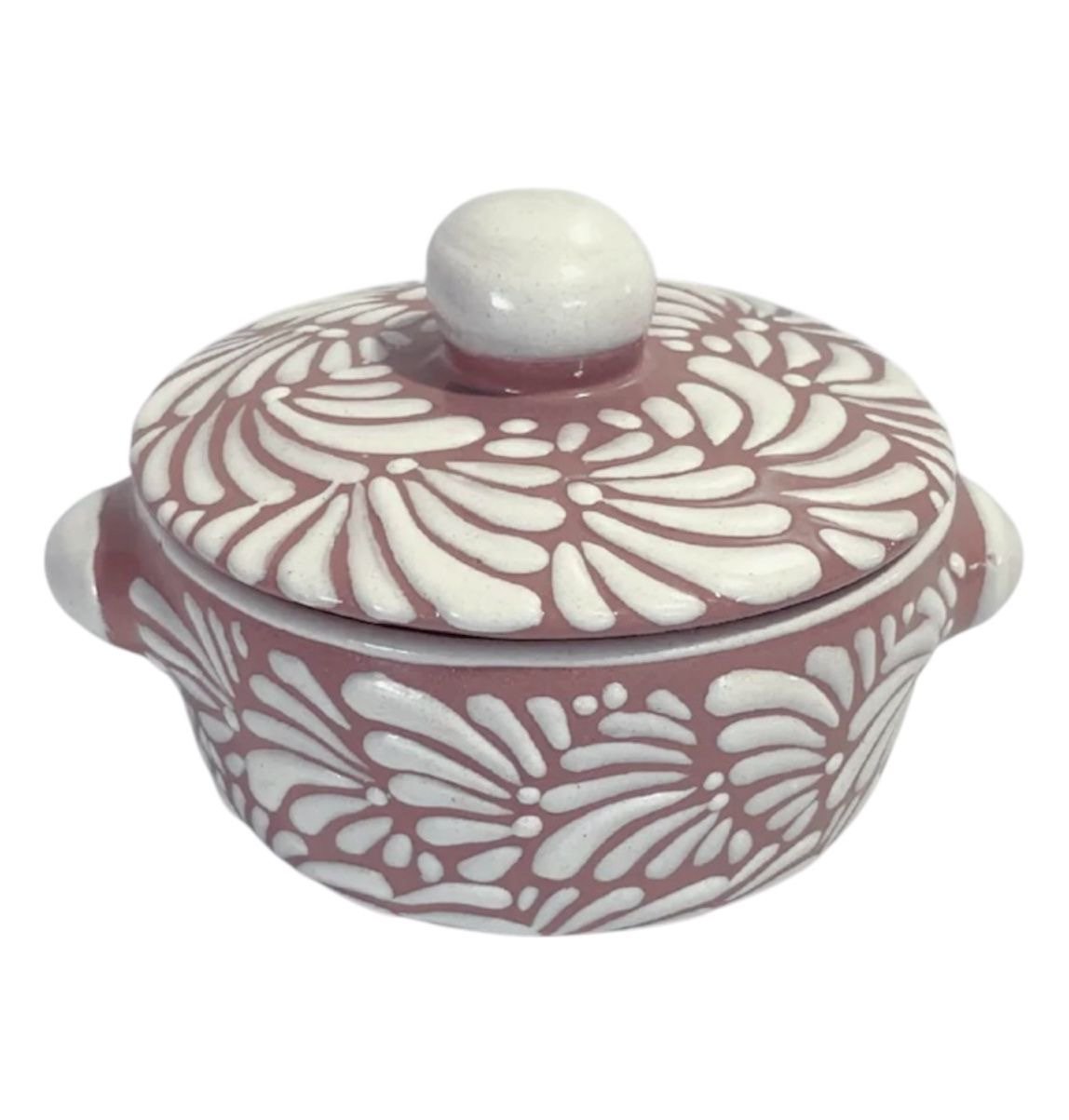 Salsera Con Tapa Fondo Rosa Con Blanco Mik