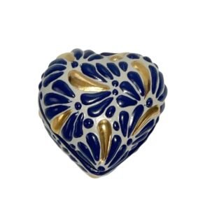 Alhajero Corazon Grande Fondo Blanco Con Azul Mik Con Destello De Oro