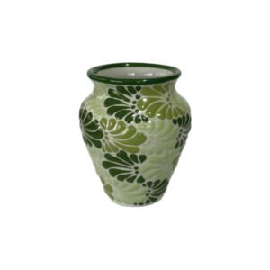 Cantarito Fondo Verde Con Verdes Mik