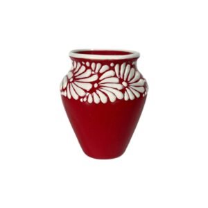 Cantarito Fondo Rojo Con Blanco Mik