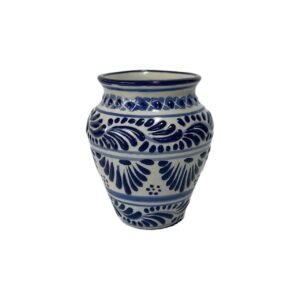 Cantarito Fondo Blanco Con Azul Cenefa