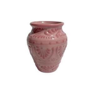 Cantarito Fondo Rosa Con Rosa Cenefa