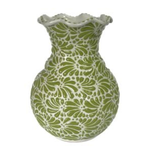 Florero Con Ondas Fondo Blanco Con Verde Mik