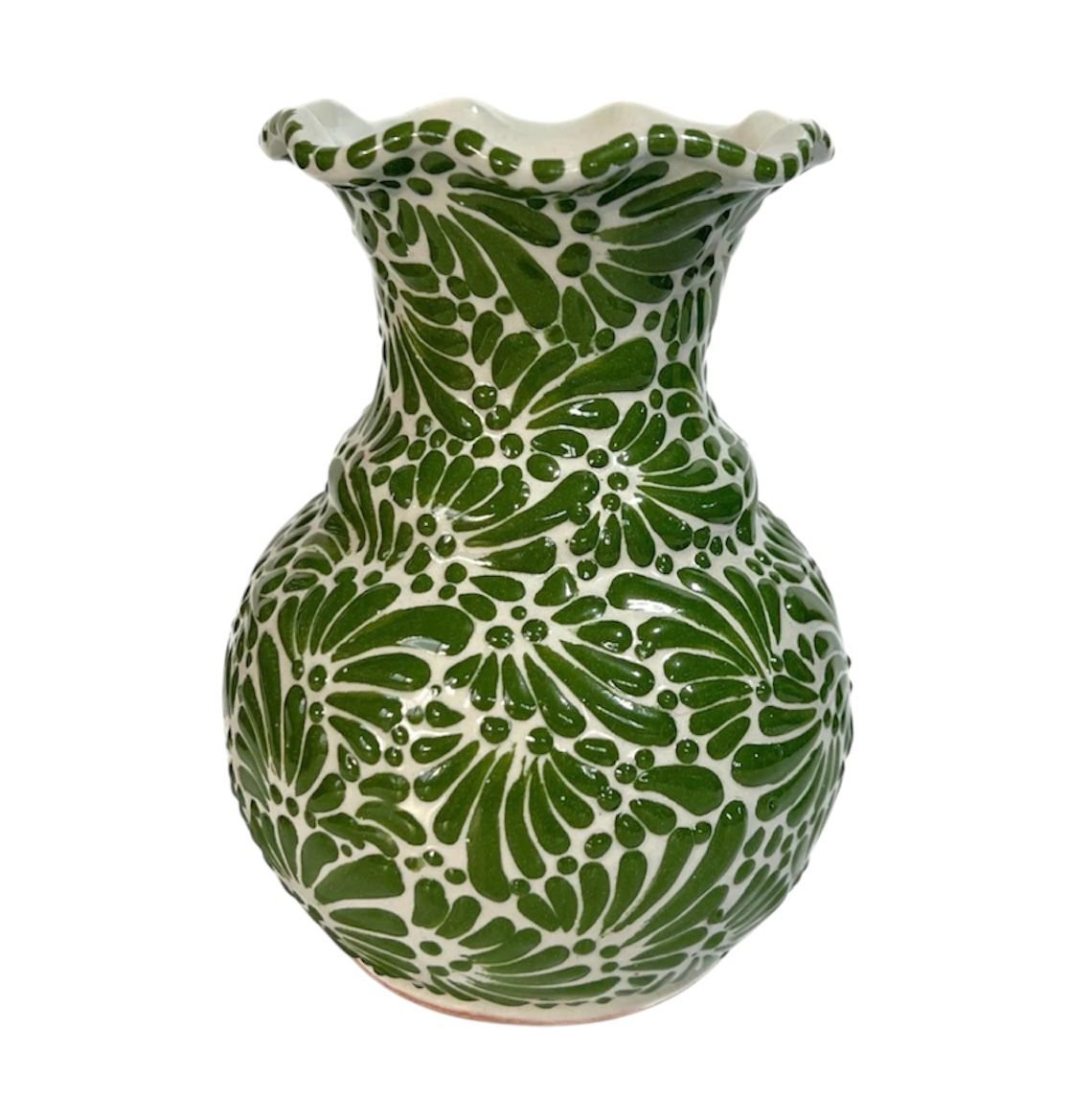 Florero Con Ondas Fondo Blanco Con Verde Mik