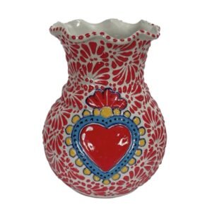 Florero Con Ondas Fondo Blanco Con Rojo Mik Corazon Sagrado