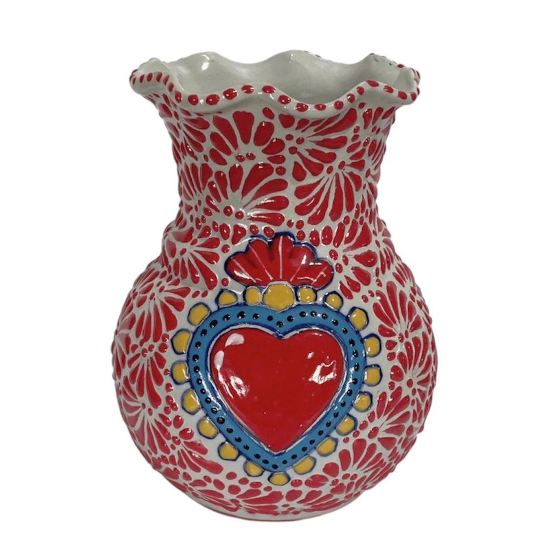 Florero Con Ondas Fondo Blanco Con Rojo Mik Corazon Sagrado