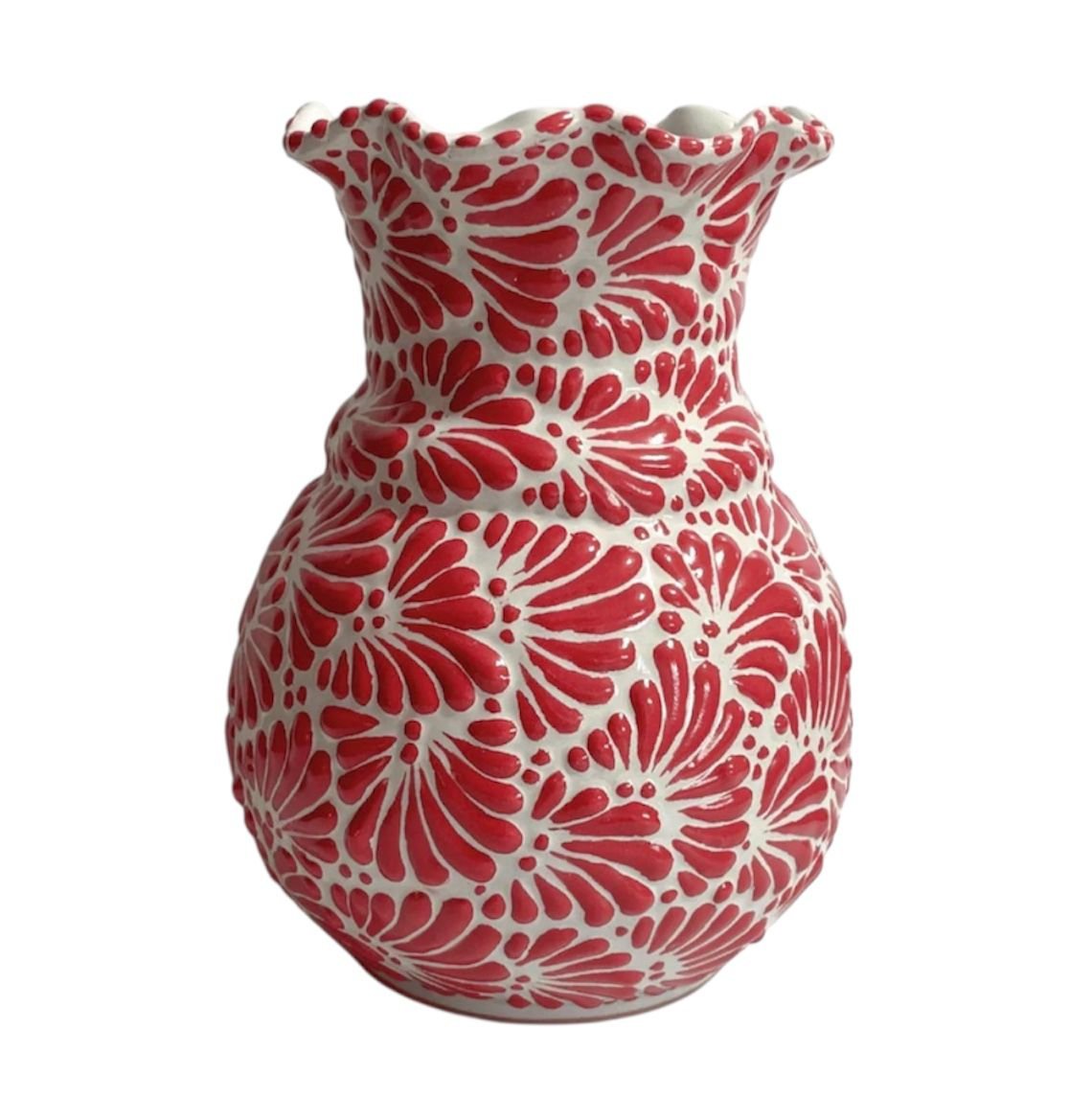 Florero Con Ondas Fondo Blanco Con Rojo Mik