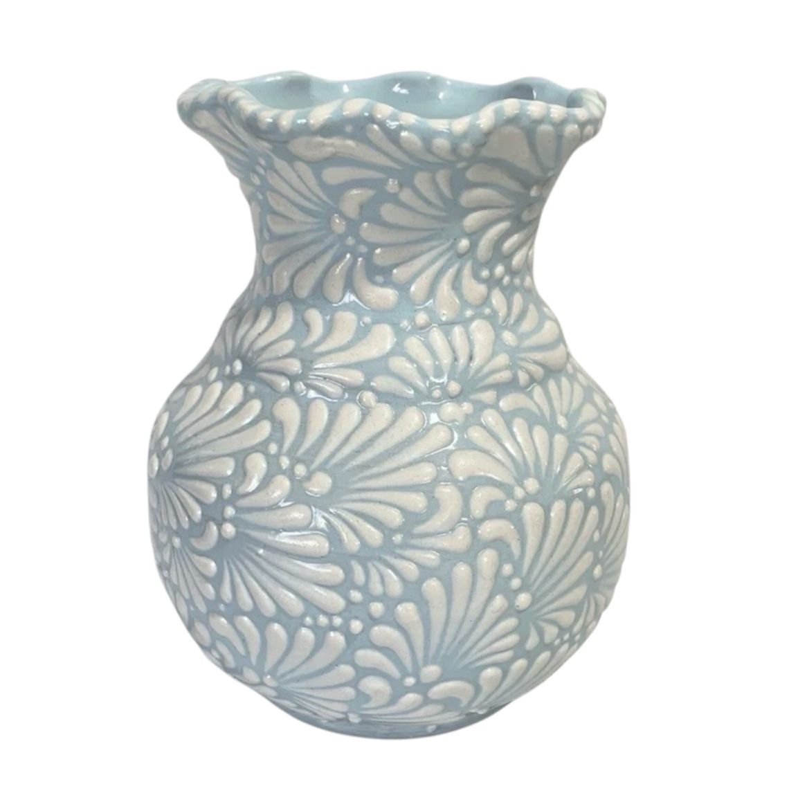 Florero Con Ondas Fondo Baby Azul Con Blanco