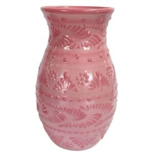 Florero Boliche Fondo Rosa Con Rosa Cenefa