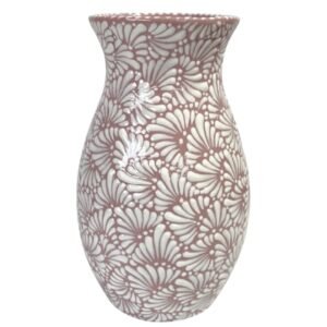 Florero Boliche Fondo Rosa Con Blanco Mik