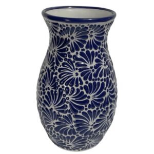 Florero Boliche Fondo Blanco Con Azul Mik