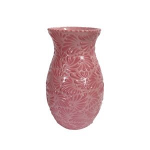 Florero Boliche Chico Fondo Rosa Con Rosa Mik