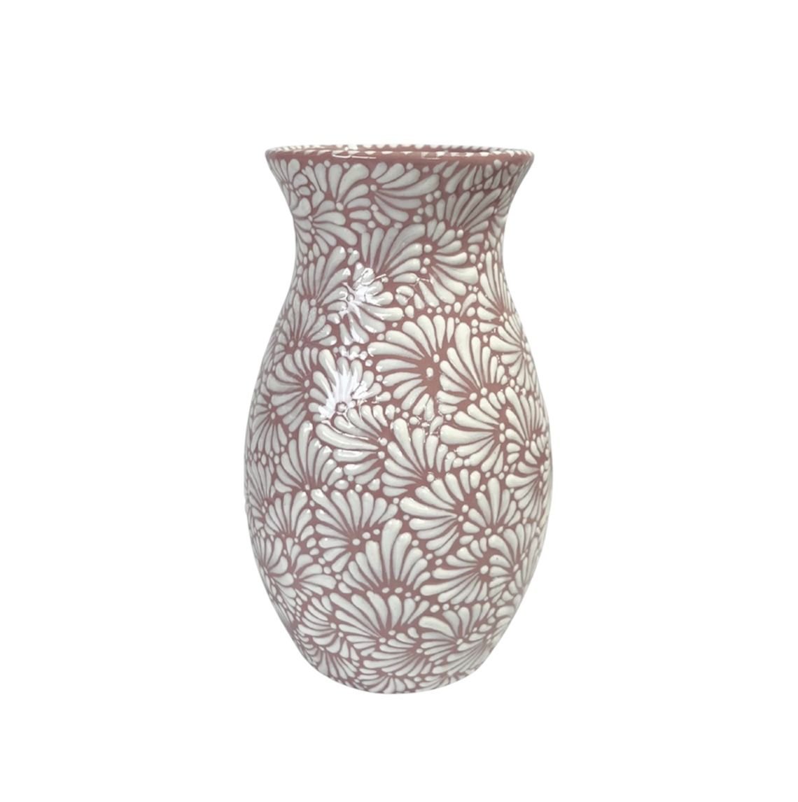 Florero Boliche Chico Fondo Rosa Con Blanco Mik