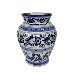 Florero Cantarito Fondo Tradicional Con Azul Cenefa