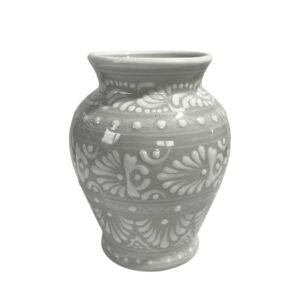 Florero Cantarito Fondo Blanco Con Blanco Cenefa