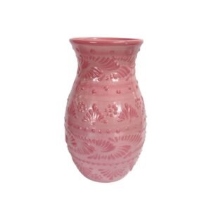 Florero Boliche Chico Fondo Rosa Con Rosa Cenefa