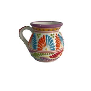 Jarrito Fondo Blanco Con Multicolor Cenefa