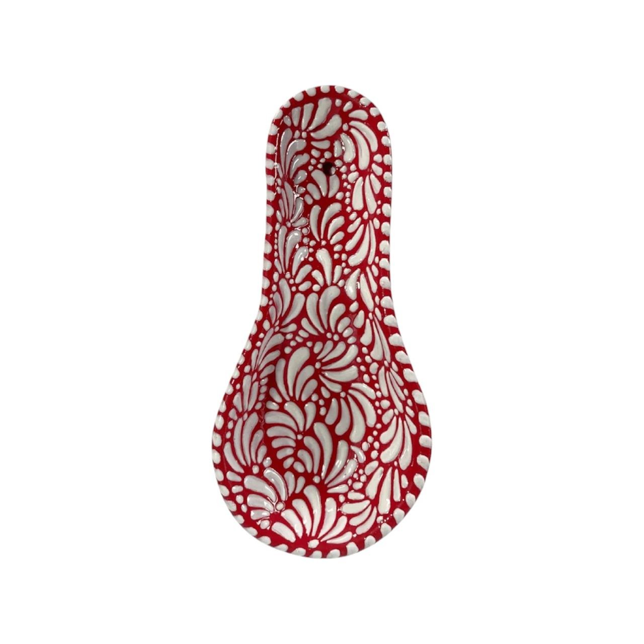 Reposa Cuchara Fondo Rojo Con Blanco Mik