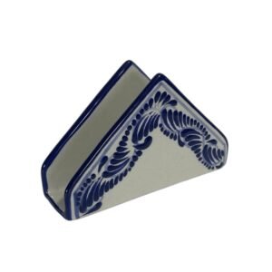 Servilletero Fondo Blanco Con Azul Cenefa