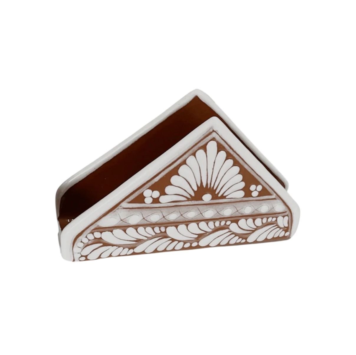 Servilletero Fondo Terracota Con Blanco Cenefa