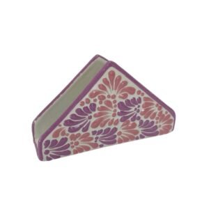 Servilletero Fondo Blanco Con Rosa y Morado Mik