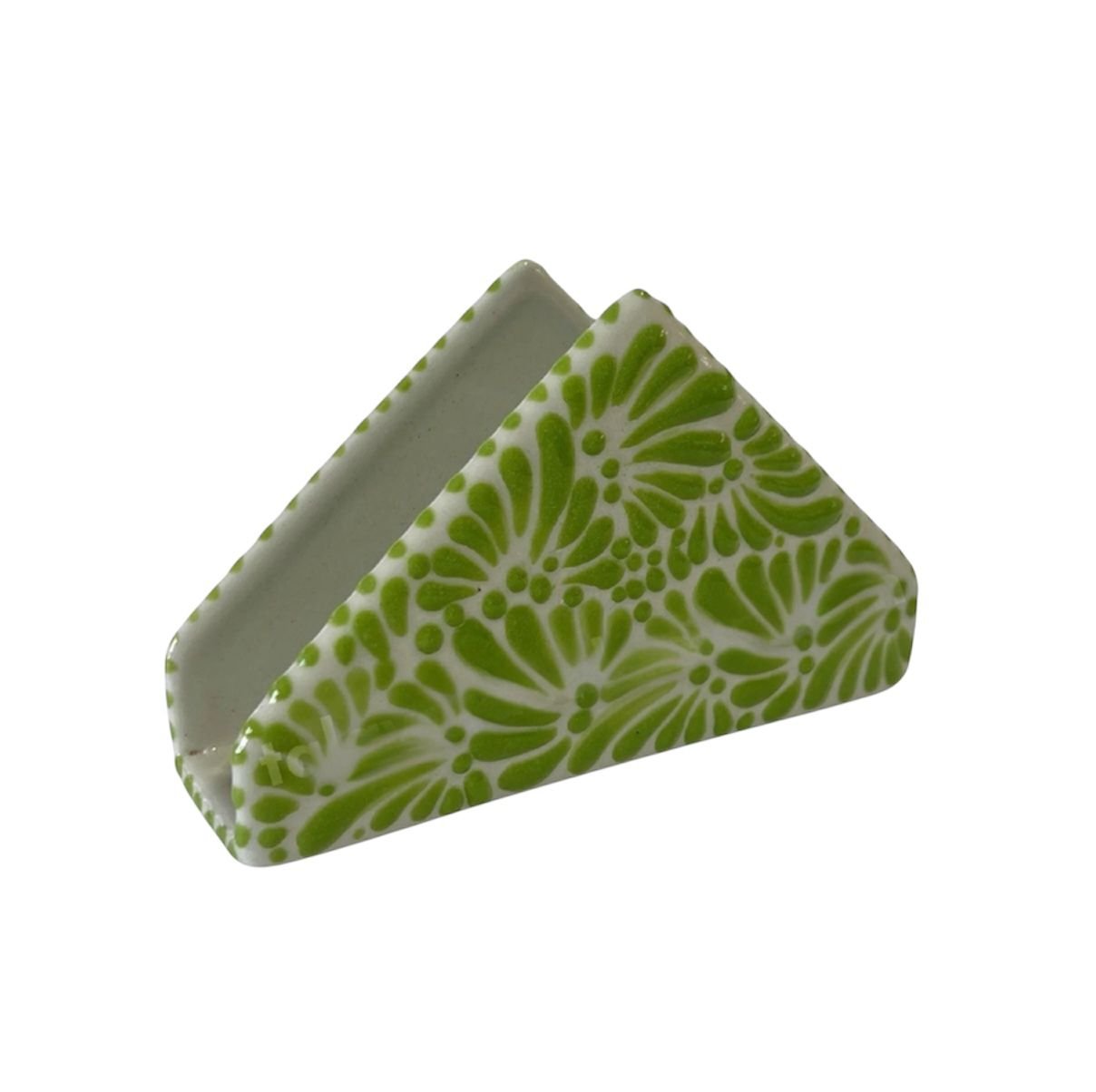 Servilletero Fondo Blanco Con Verde Mik