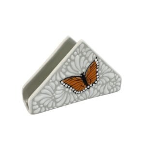 Servilletero Fondo Blanco Con Blanco Mik Mariposa