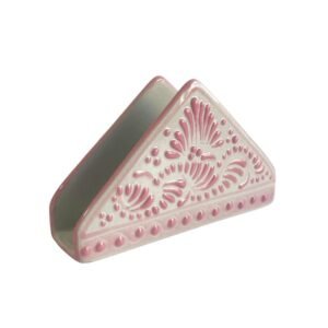 Servilletero Fondo Blanco Con Rosa Cenefa