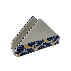 Servilletero Fondo Blanco Con Azul Mik Centro Limpio Destellos De Oro