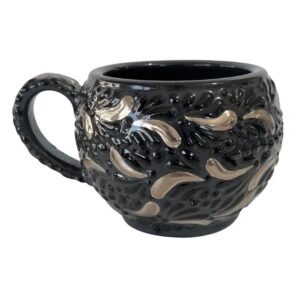 Taza Chocolatera Grande Fondo Negro Con Negro Mik Destellos De Plata