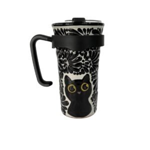 Termo Pro Fondo Blanco Con Negro Mik Gatito