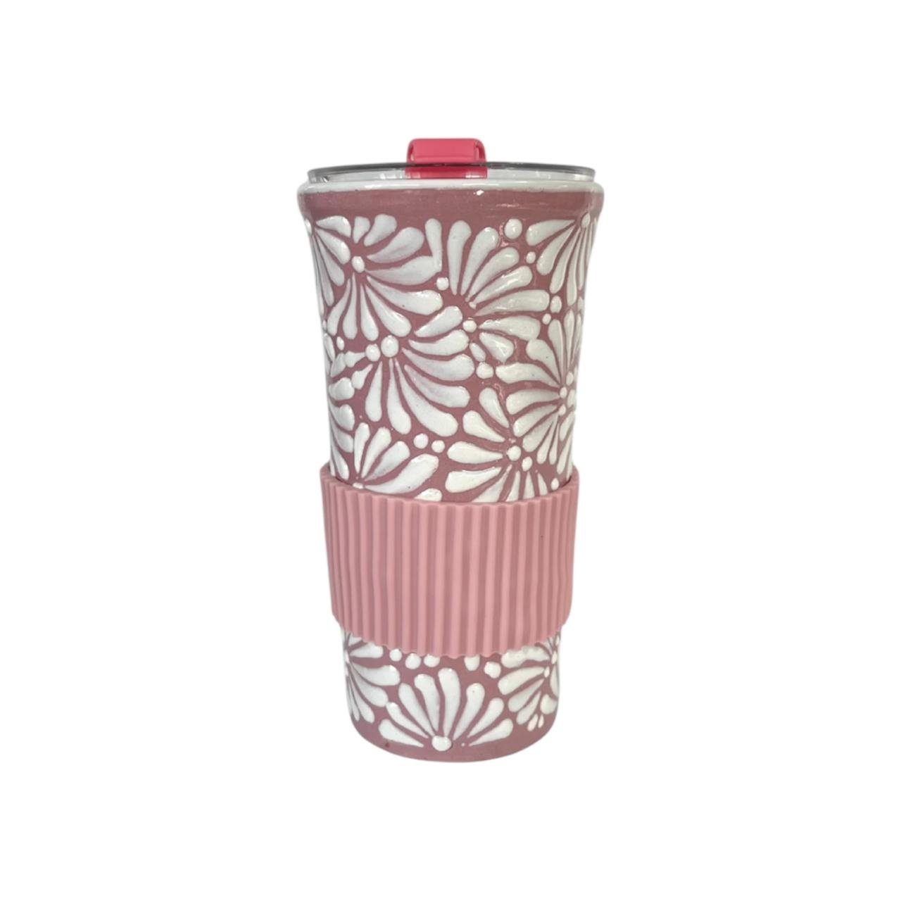 Termo Pro Banda Plastica Fondo Blanco Con Rosa Mik