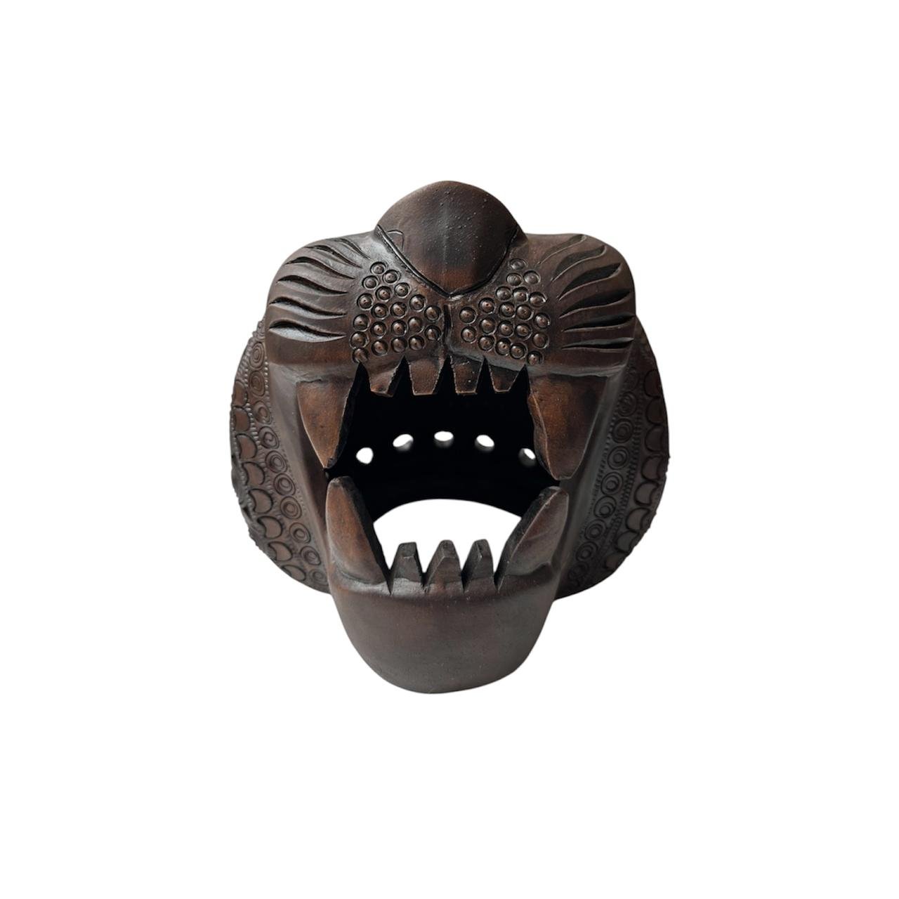 Cabeza Jaguar Jumbo Barro Negro (Cafe) - Imagen 2