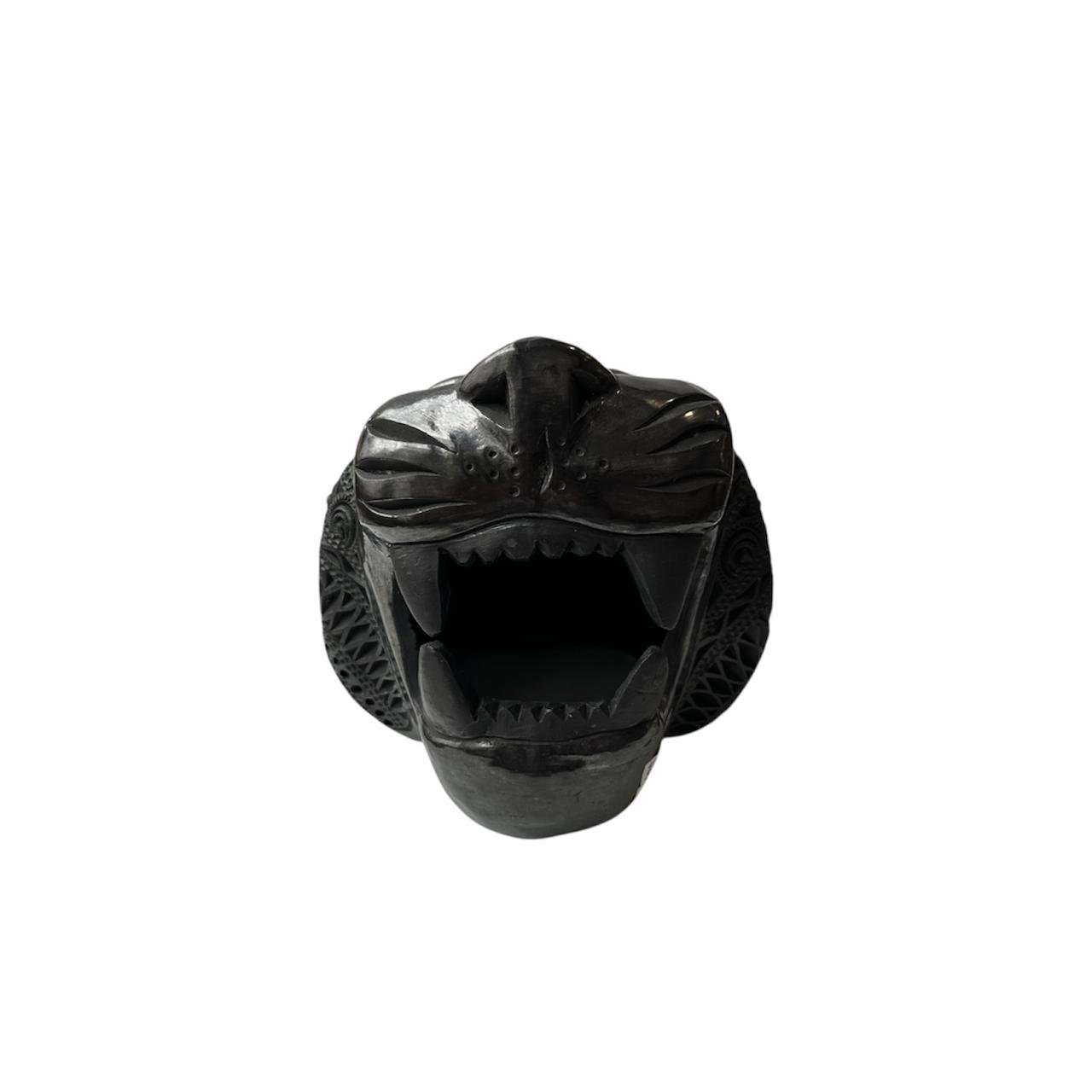 Cabeza Jaguar Jumbo Barro Negro - Imagen 2