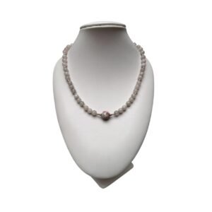 Collar Cuarzo Rosa Con Piedra Chica Fondo Tradicional con Rosa Mik