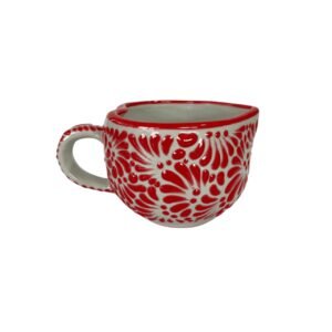 Taza Corazon Chocolatera Con Corazon Interior Fondo Tradicional Con Rojo Mik