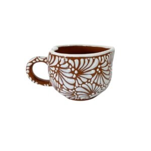 Taza Corazon Chocolatera Con Corazon Interior Fondo Terracota Con Blanco Mik
