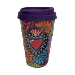 Termo 15 CM Fondo Negro Con Multicolor Mik Corazon Sagrado