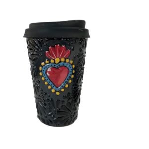 Termo 15 CM Fondo Negro Con Negro Mik Corazon Sagrado