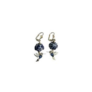 Aretes Diseño Colibri Con Cuenca Azul