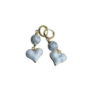 Aretes Diseño Corazon Blanco