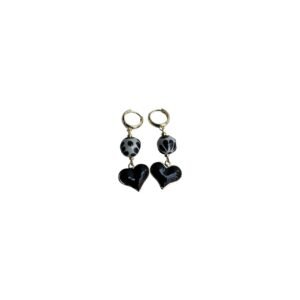 Aretes Diseño Corazon Negro