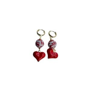 Aretes Diseño Corazon Rojo